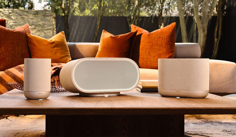 Denon Home 200 400 and 600 sitting together on a table