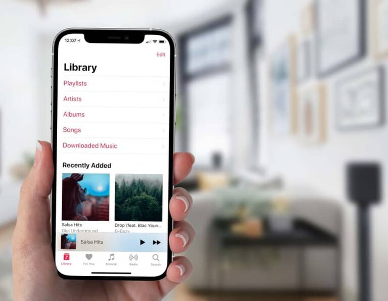 A phone streaming music