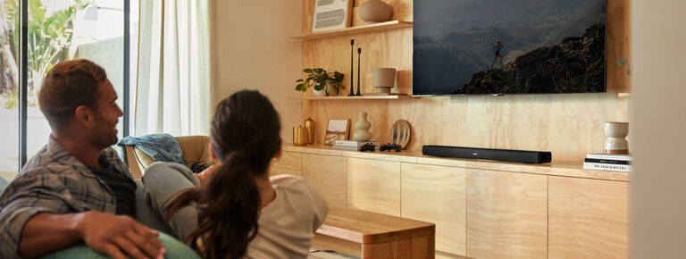 A couple watching TV