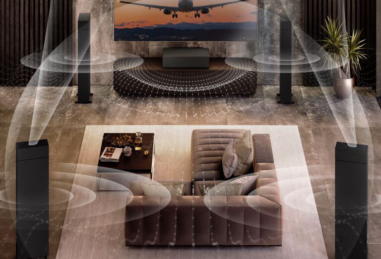 A graphic of sound moving through a room