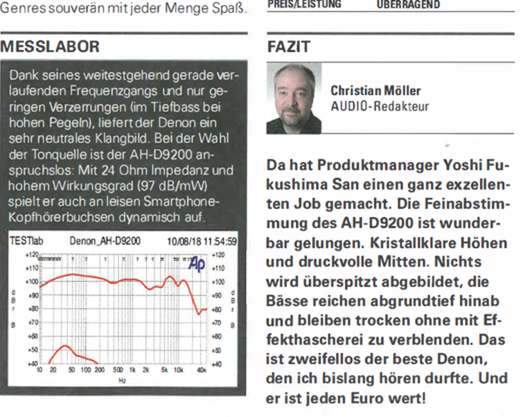 A newspaper article about Denon Headphones