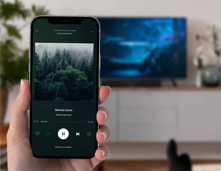A phone streaming music