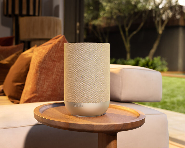 Denon Home 200 on a table.