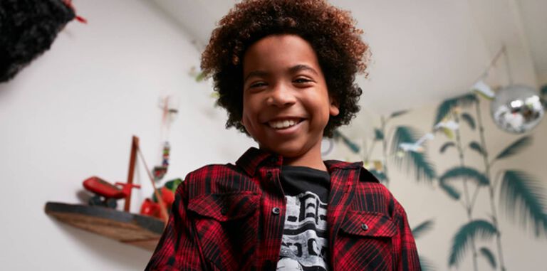 A boy smiling