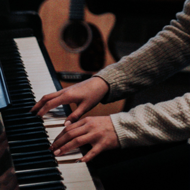 A man playing piano