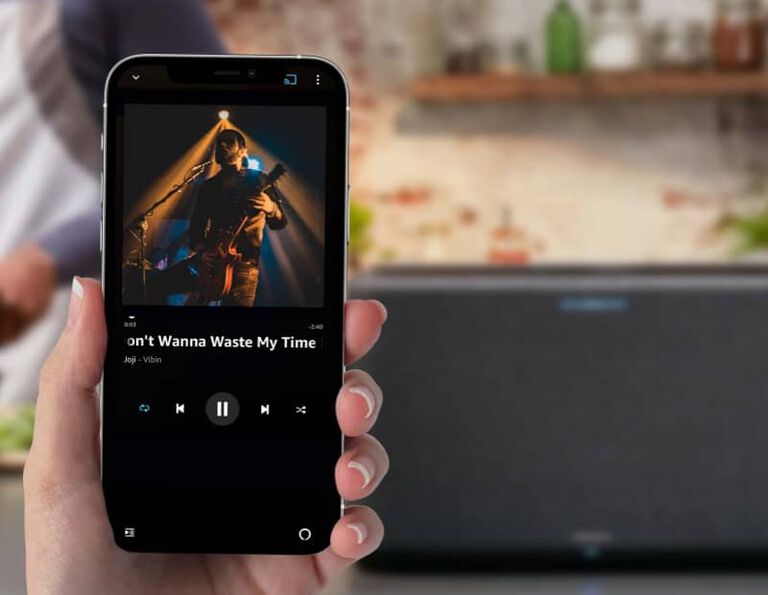 A phone streaming music