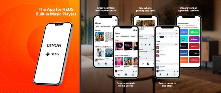 The HEOS app display