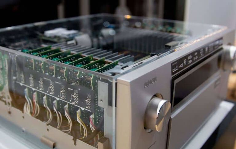The innards of a Denon AVR