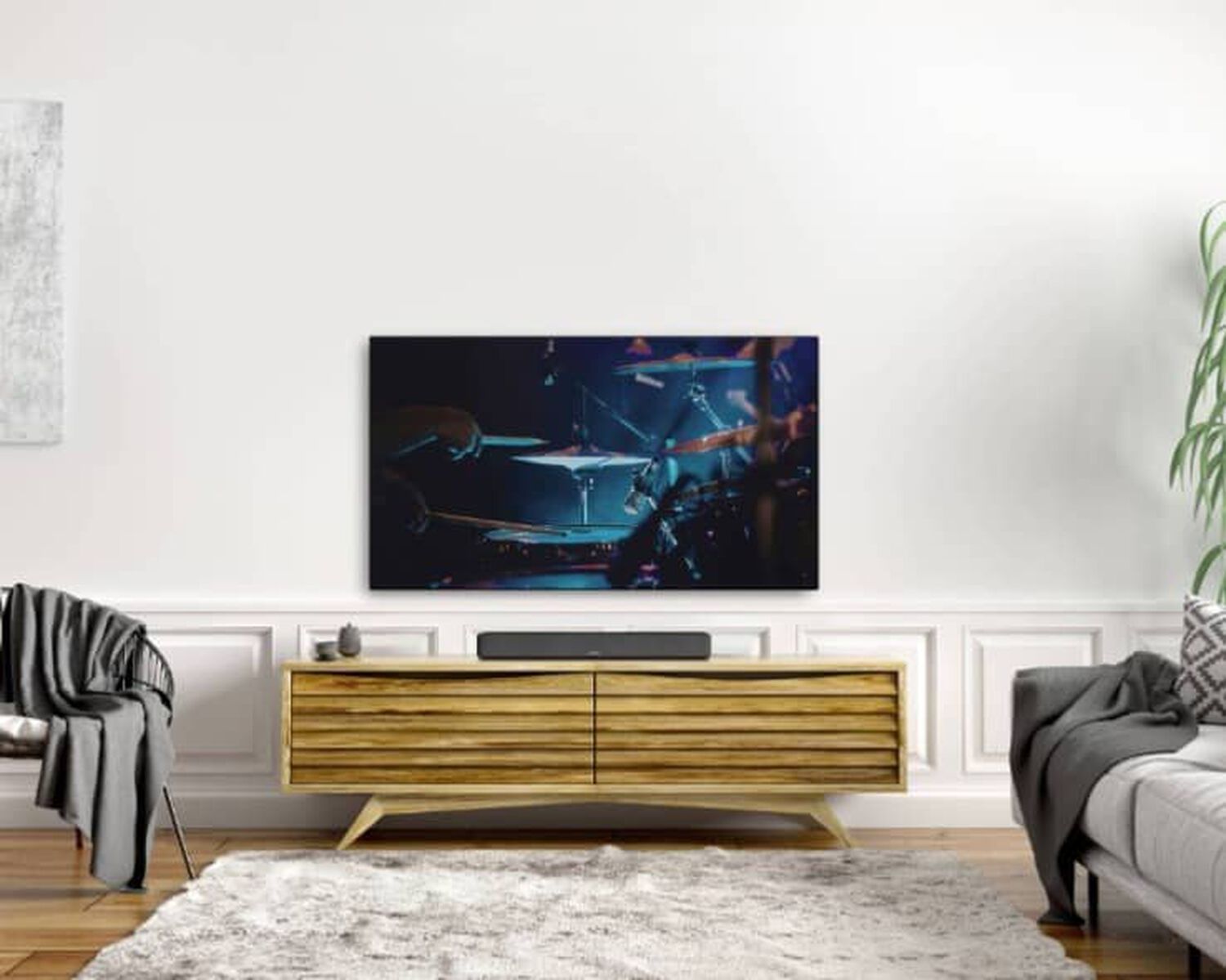 A TV and soundbar