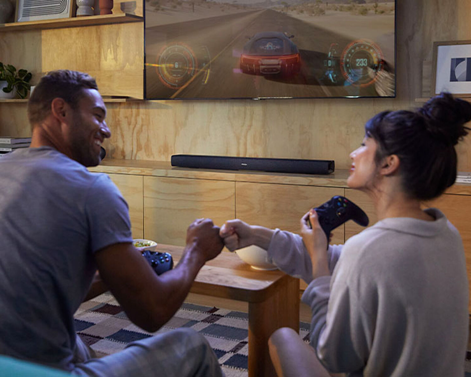 Couple playing a video game